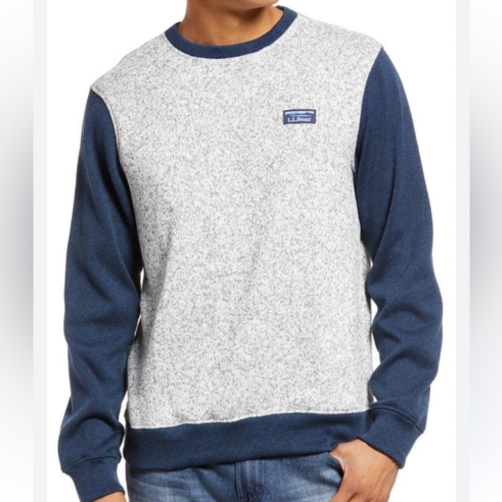 NWOT L.L. Bean Pullover Fleece knit Sweater  Gray Heather Blue Size XL men